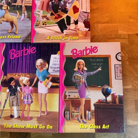 Lot of 5 Barbie & Friends Vintage Books Hardcover Book Club Grolier Pink 1998-99 - Picture 3 of 4